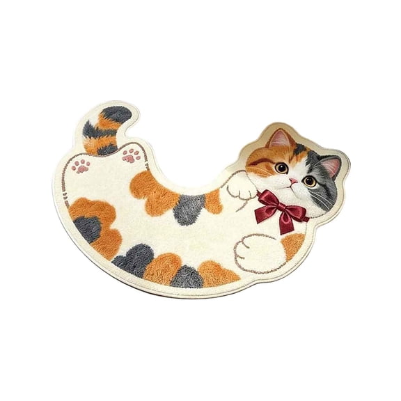 WMTOKK U-Shaped Diatomaceous Earth Toilet Mat, Cat Print Absorbent Bathroom Floor Rug, Non Slip Quick Dry Bathroom Decor Mat