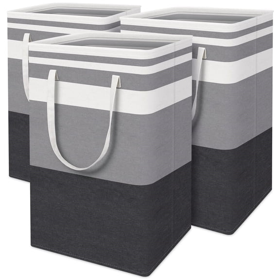 3-Pack Laundry Basket Set, Freestanding&reg;Waterproof Laundry Basket Set, 75L Collapsible Tall Clothes Hamper with Easy Carry Handles