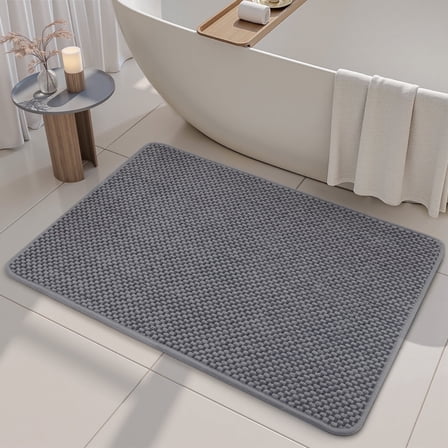 SIXHOME Bathroom Rugs Non Slip Bath Mat Chenille Soft Absorbent Quick Dry Bath Rugs for Bathroom Floor with Rubber Backing Machine Washable Bathmat Boho Bathroom Decor 17"x24" Dark Gray