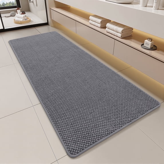 SIXHOME Bathroom Rugs Non Slip Bath Mat Chenille Soft Absorbent Quick Dry Bath Rugs for Bathroom Floor with Rubber Backing Machine Washable Bathmat Boho Bathroom Decor 24"x59" Dark Gray