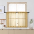 thumbnail image 1 of OVZME Luna Gold 30" Long Striped Sheer Curtains 2 Panels - Small Tier Curtains for Kitchen Window Bathroom Basement, Soft Rod Pocket Sheers for RV Camper Cabinet Door, 30"W x 30"L Each, 1 of 8