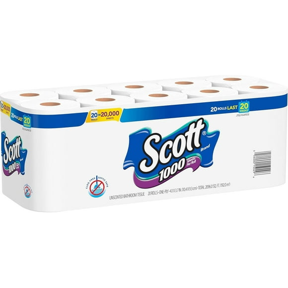 WMZP 1000 Sheets Per Roll Toilet Paper Bathroom Tissue, White 40 Carton