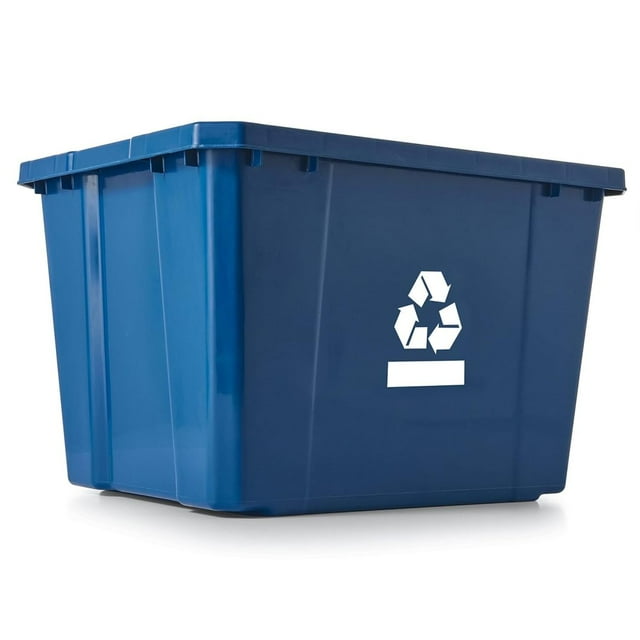 WMZP Recycling Bin Container, Plastic Trash Bin, 17 Gallons, Blue