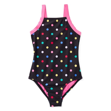 Wonder Nation Girls One Piece Swimsuit with UPF 50+, Sizes 4-18 & Plus