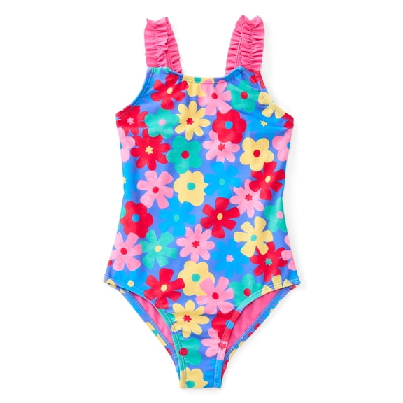 Wonder Nation Girls One Piece Swimsuit with UPF 50 , Sizes 4-18 & Plus