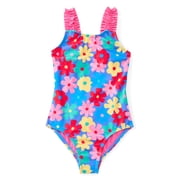 Wonder Nation Girls One Piece Swimsuit with UPF 50+, Sizes 4-18 & Plus