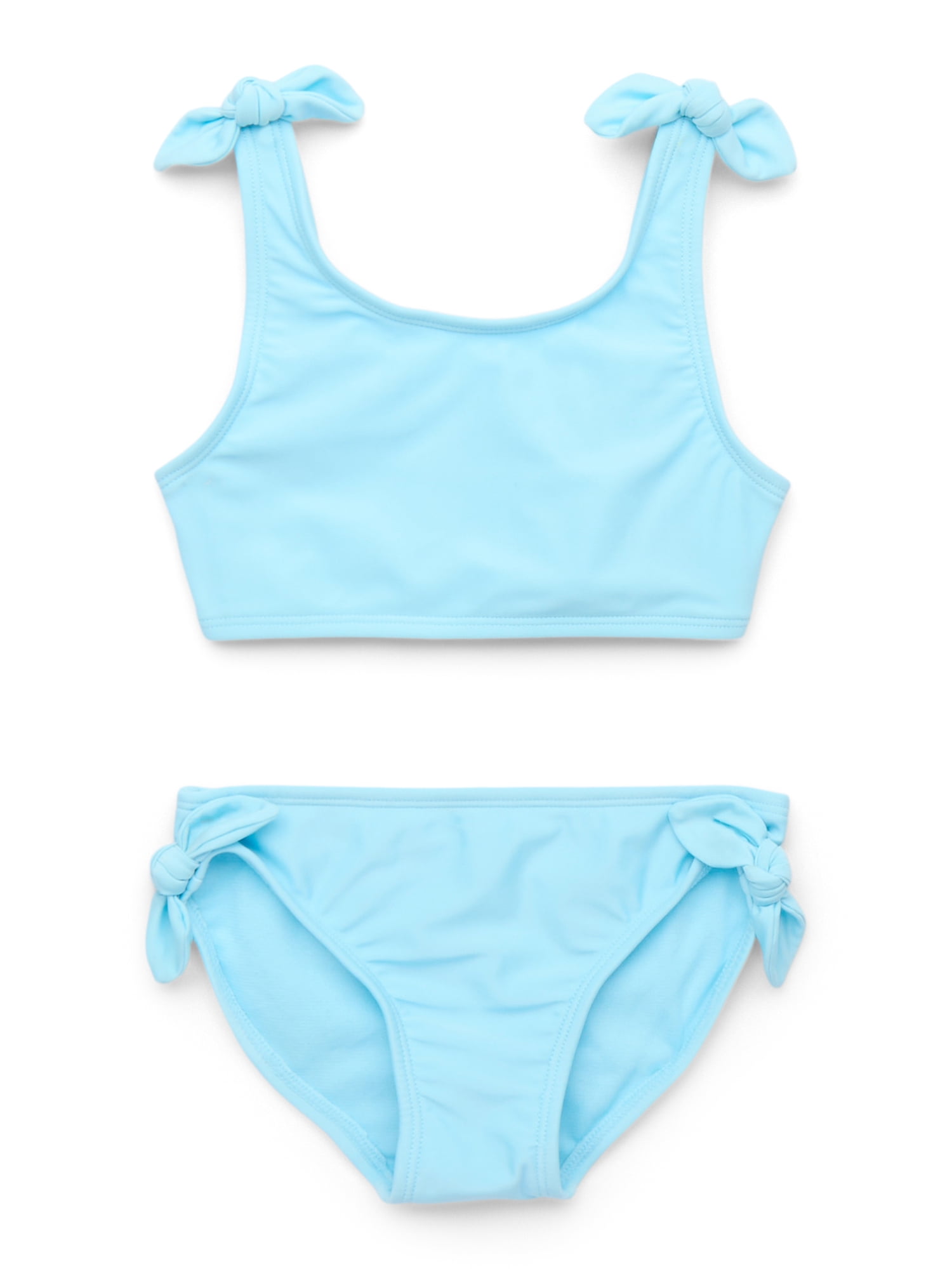 Wonder Nation Girls Bow Bikini Swimsuit Set with UPF50+, 2-Piece