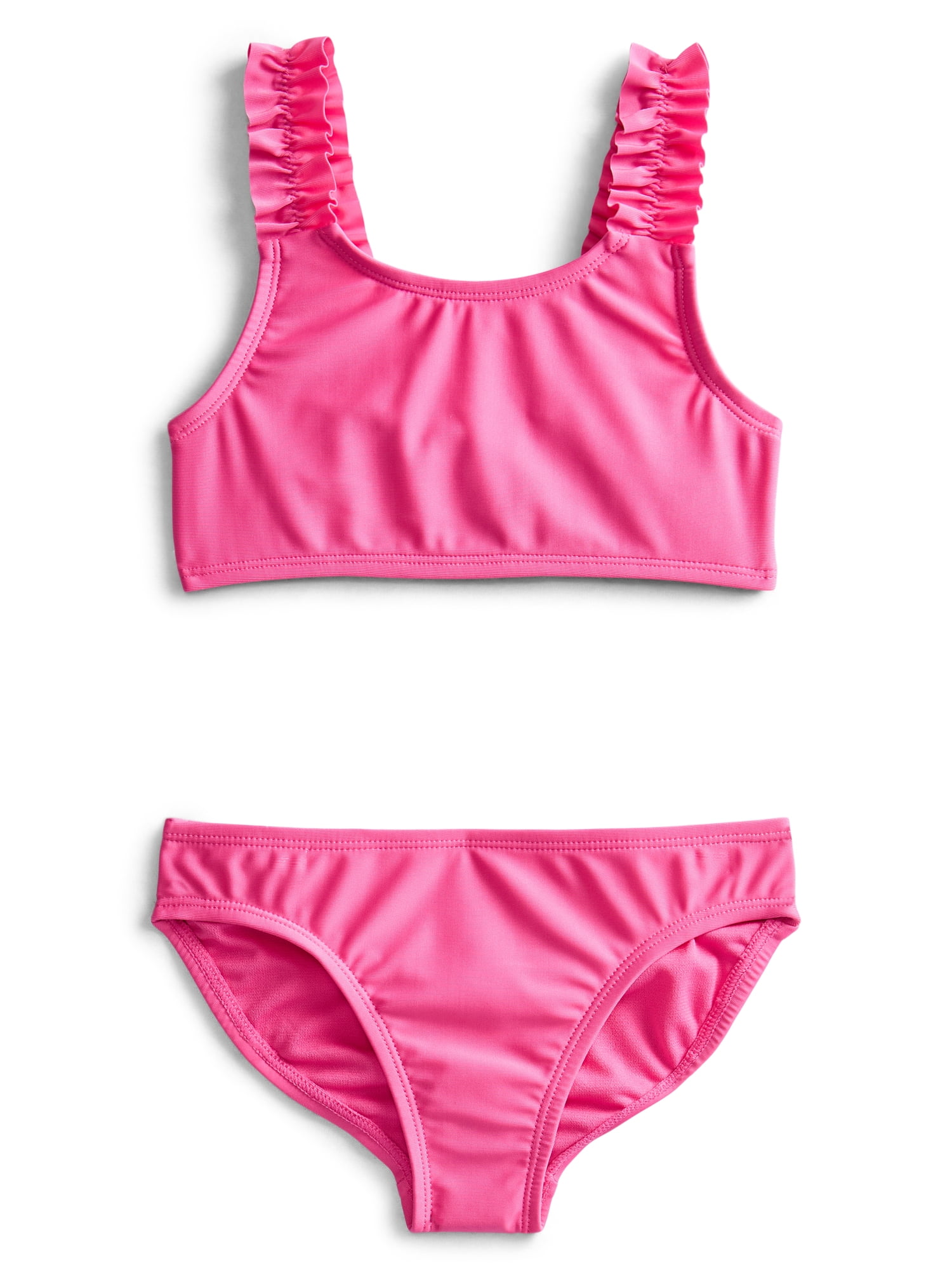 Wonder Nation Girls' Ruffle Strap Bikini with UPF 50+, 2-Piece, Sizes 4