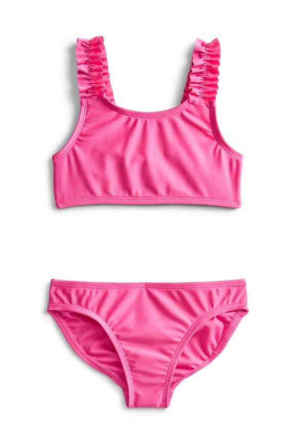Girls' Ruffle Strap Bikini with UPF 50+, 2-Piece, Sizes 4-18