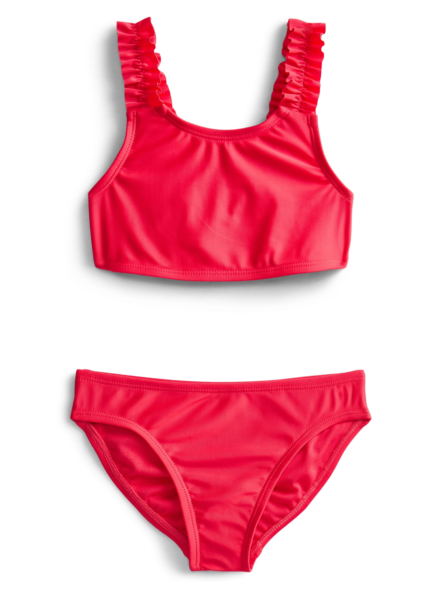 Wonder Nation Girls' Ruffle Strap Bikini with UPF 50+, 2-Piece, Sizes 4-18