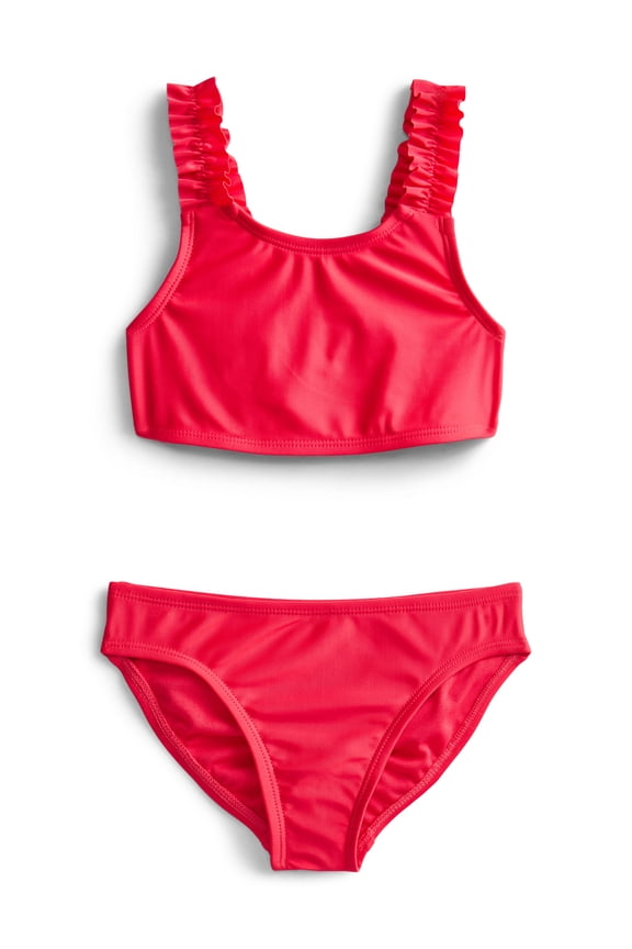 Girls' Ruffle Strap Bikini with UPF 50+, 2-Piece, Sizes 4-18