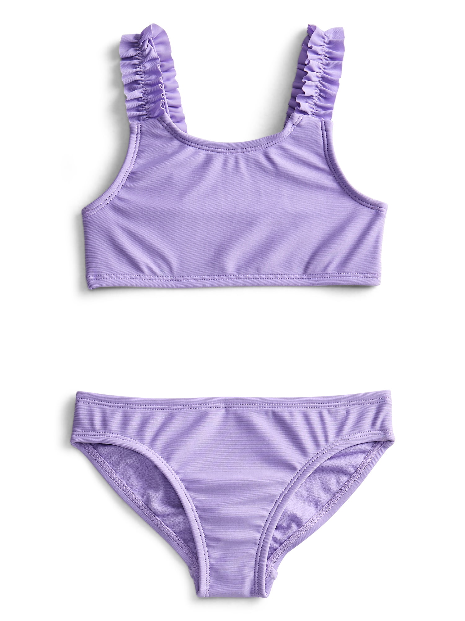 Wonder Nation Girls' Ruffle Strap Bikini with UPF 50+, 2-Piece, Sizes 4-18