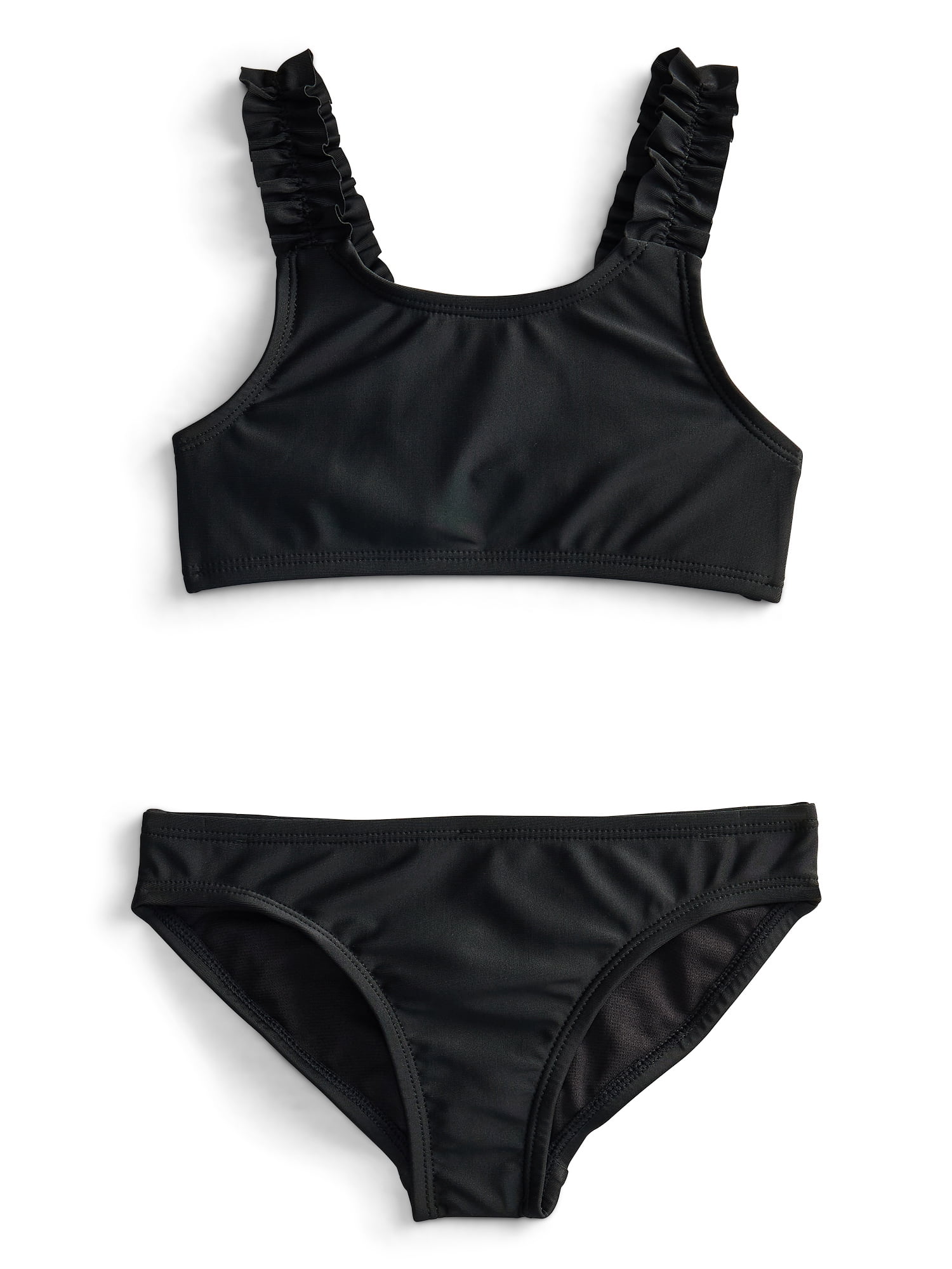 Wonder Nation Girls' Ruffle Strap Bikini with UPF 50+, 2-Piece, Sizes 4-18