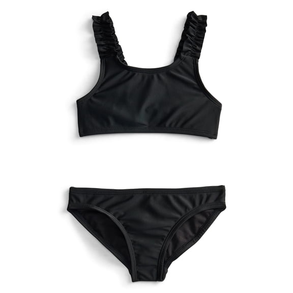 Wonder Nation Girls' Ruffle Strap Bikini with UPF 50 , 2-Piece, Sizes 4-18