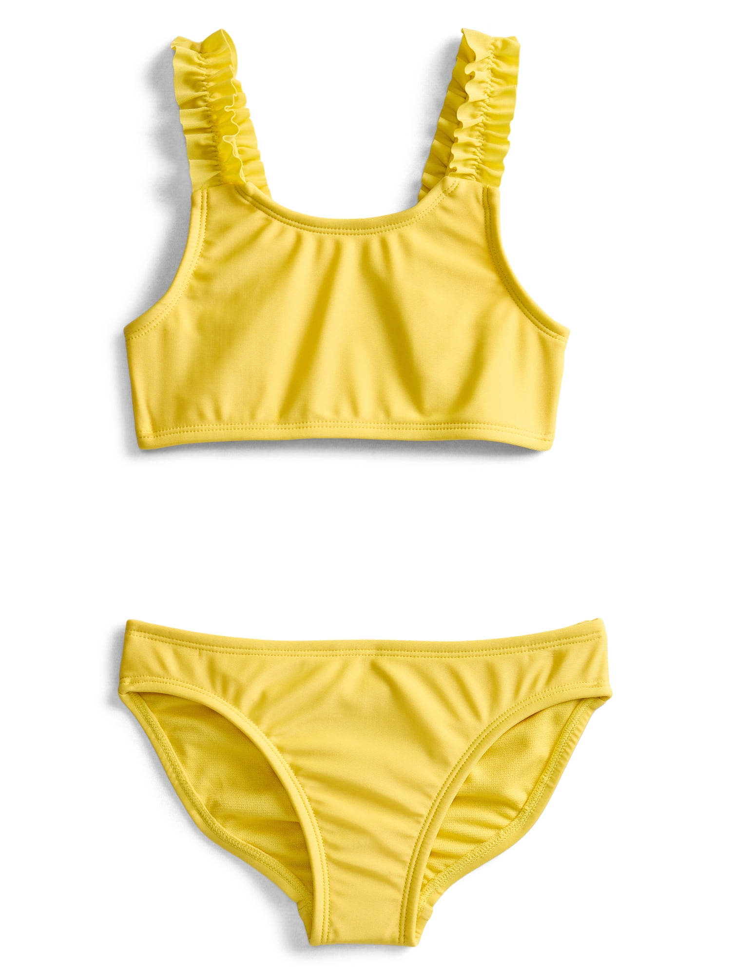 Wonder Nation Girls' Ruffle Strap Bikini with UPF 50+, 2-Piece, Sizes 4-18