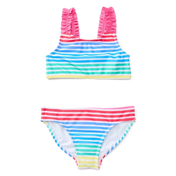 Wonder Nation Girls Everyday Bikini Swim Set with UPF 50+, 2-Piece, Sizes 4-18