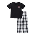 thumbnail image 1 of Wonder Nation Boys Knit Tee and Poplin Pants Pajama Set, 2-Piece, Sizes 4-18, 1 of 3