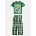 thumbnail image 1 of Wonder Nation Boys Short Sleeve Graphic Tee and Woven Wide Leg Pants Sleep Set, 2-Piece, Sizes 4-18, 1 of 3