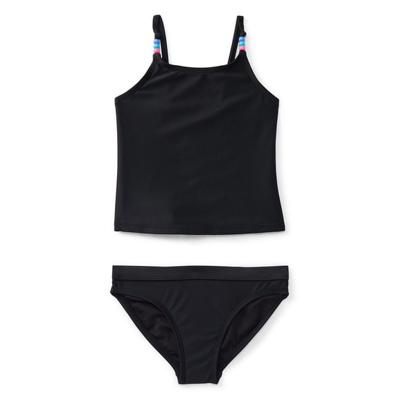 Wonder Nation Girls Everyday Tankini Swim Set with UPF 50 , 2-Piece, Sizes 4-18 & Plus