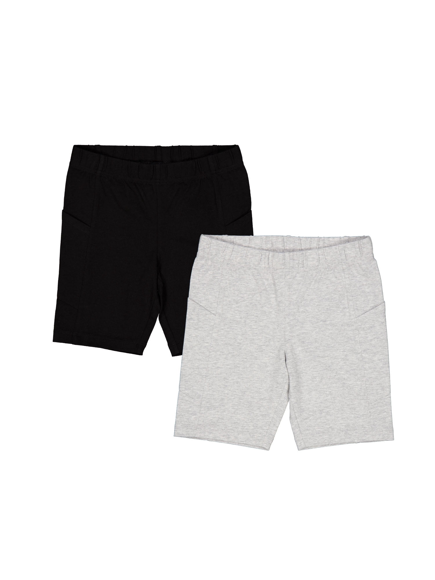 Wonder Nation Girls Bike Short with Pockets, 2-Pack, Sizes 4-18 & Plus