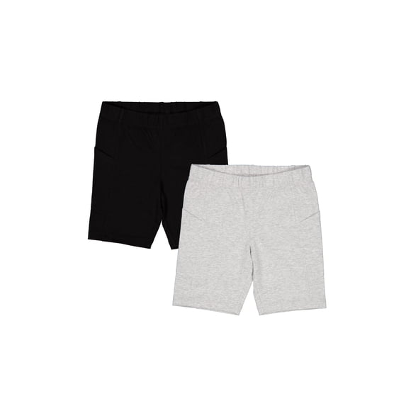 Wonder Nation Girls Bike Short with Pockets, 2-Pack, Sizes 4-18 & Plus