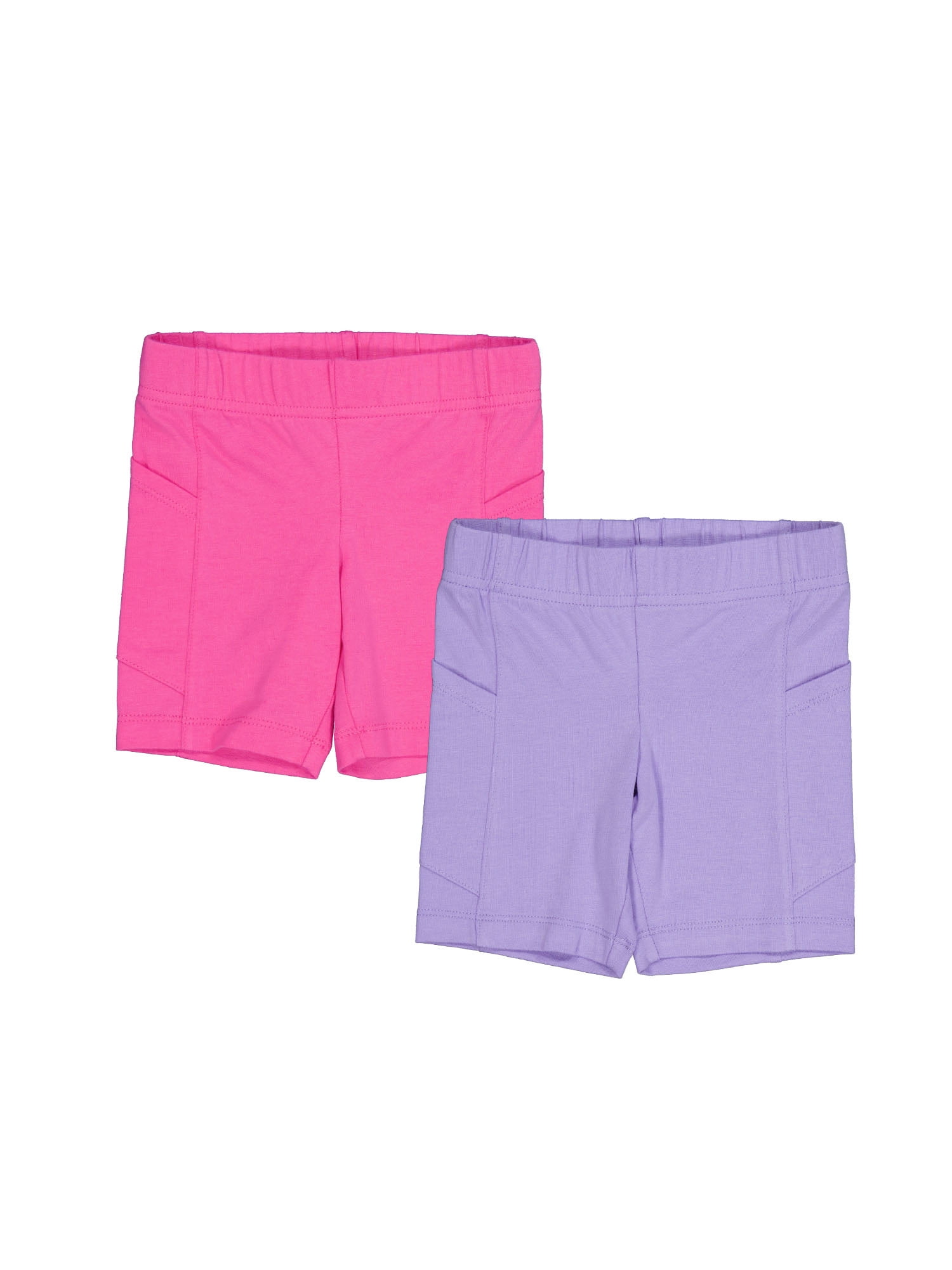 Wonder Nation Girls Bike Short with Pockets, 2-Pack, Sizes 4-18 & Plus