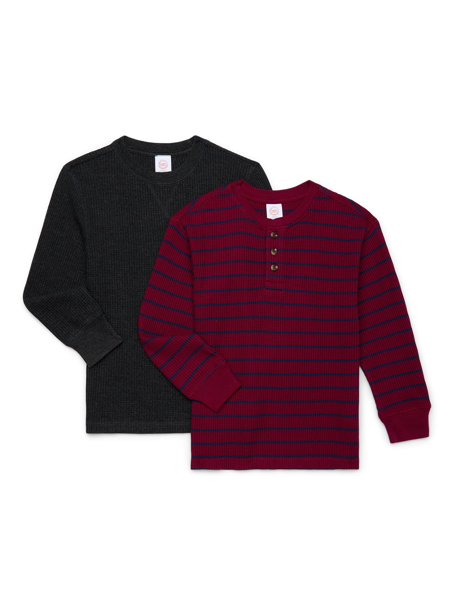 The Children's Place Toddler Boy Long Sleeve Thermal Top 2-Pack – Solid & Buffalo Plaid - View #14