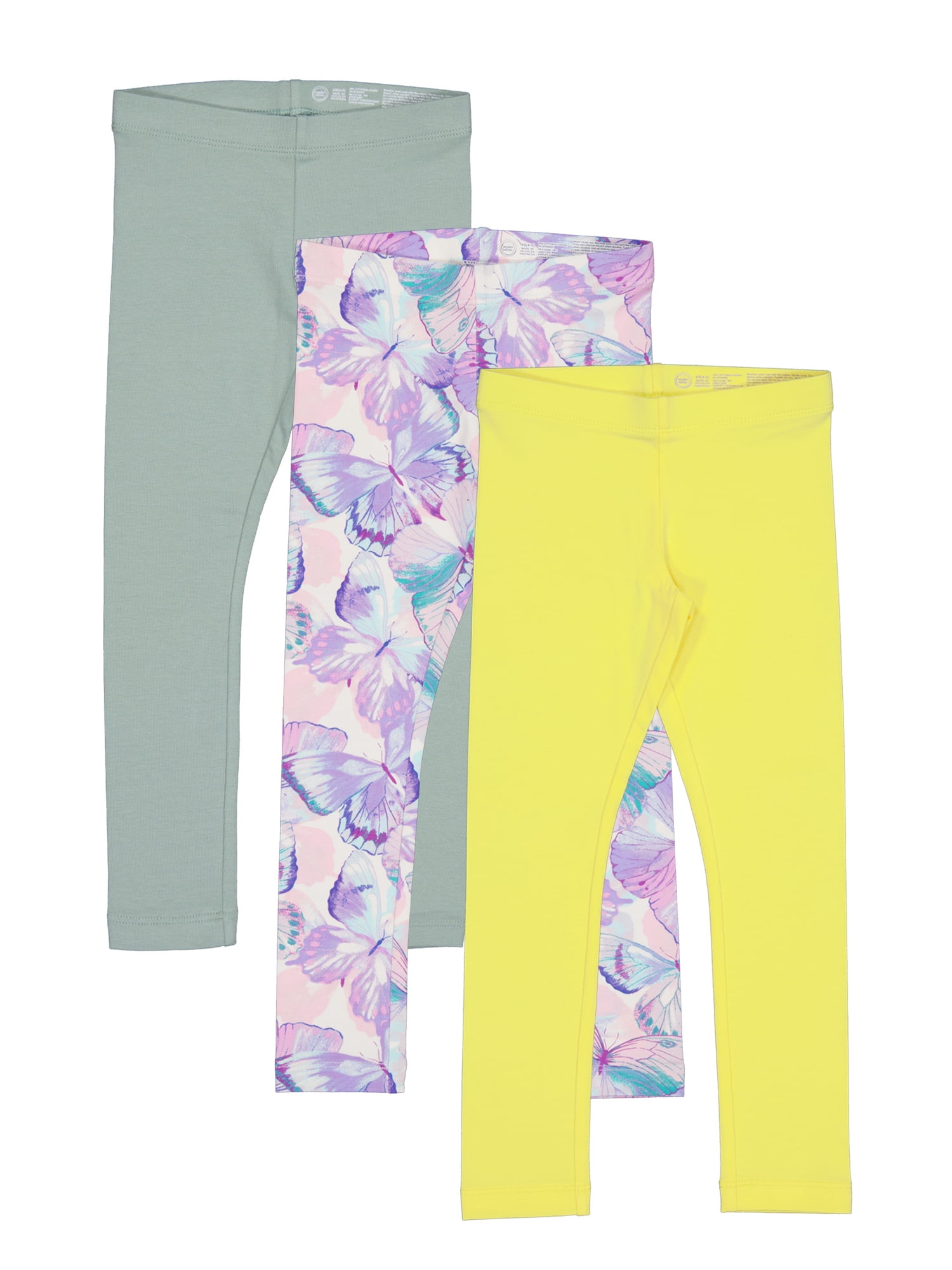 Wonder Nation Girls Kid Tough Leggings, 3 Pack, Sizes 4-18 & Plus