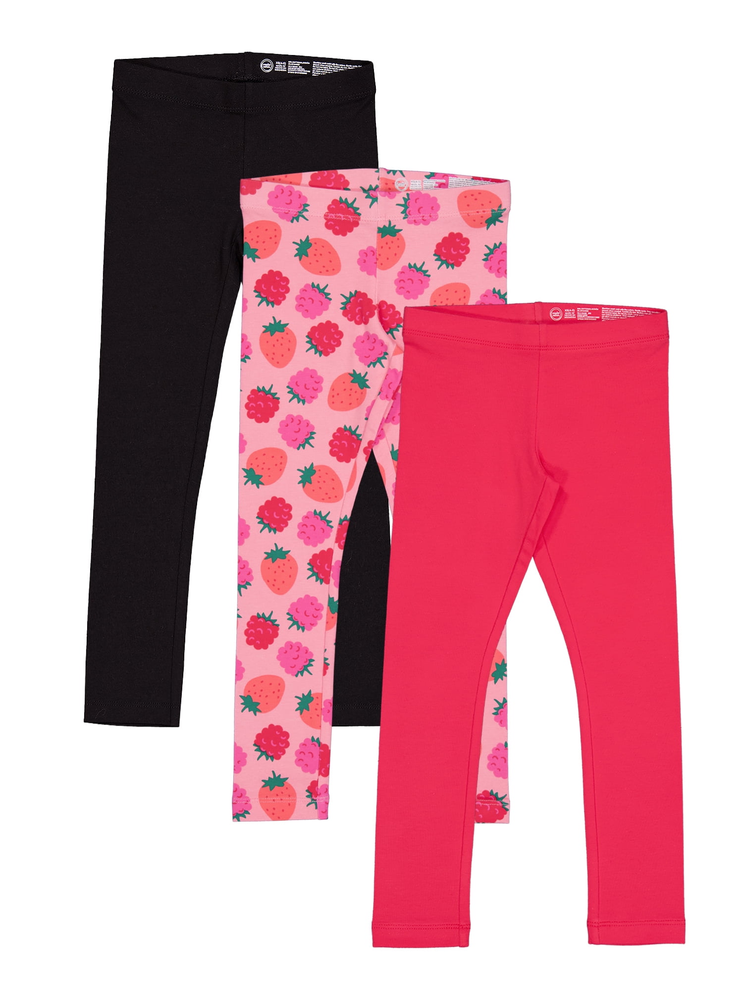 Wonder Nation Girls Kid Tough Leggings, 3 Pack, Sizes 4-18 & Plus