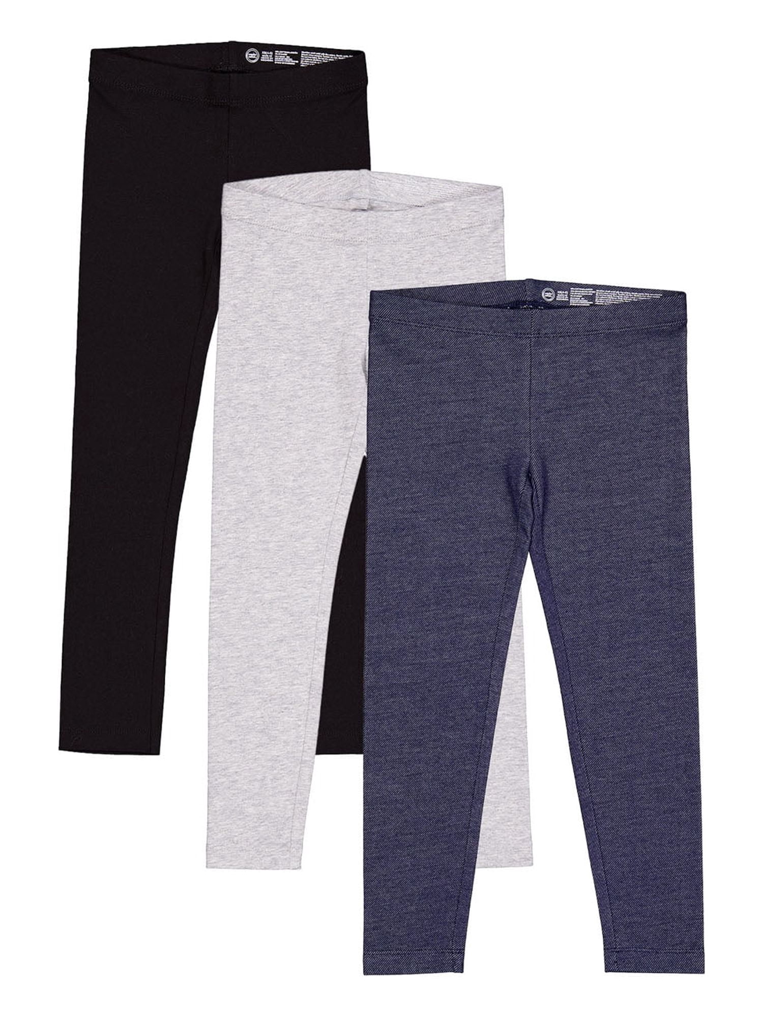 Wonder Nation Girls Kid Tough Leggings, 3 Pack, Sizes 4-18 & Plus