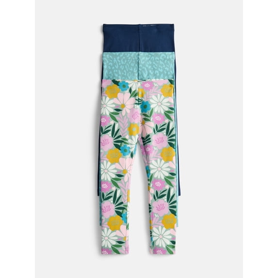 Wonder Nation Girls Kid Tough Leggings, 3 Pack, Sizes 4-18 & Plus