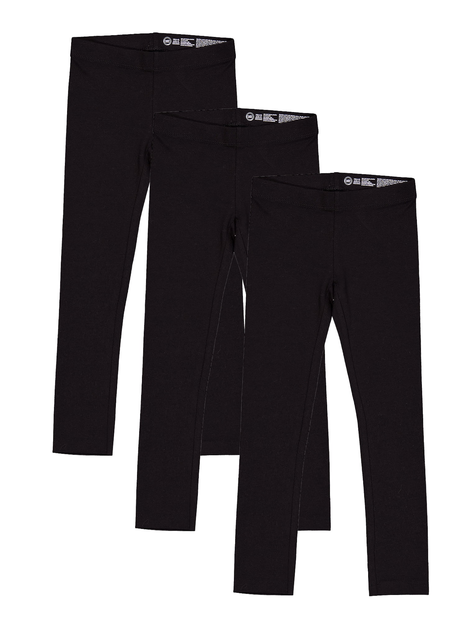 Wonder Nation Girls Kid Tough Leggings, 3 Pack, Sizes 4-18 & Plus