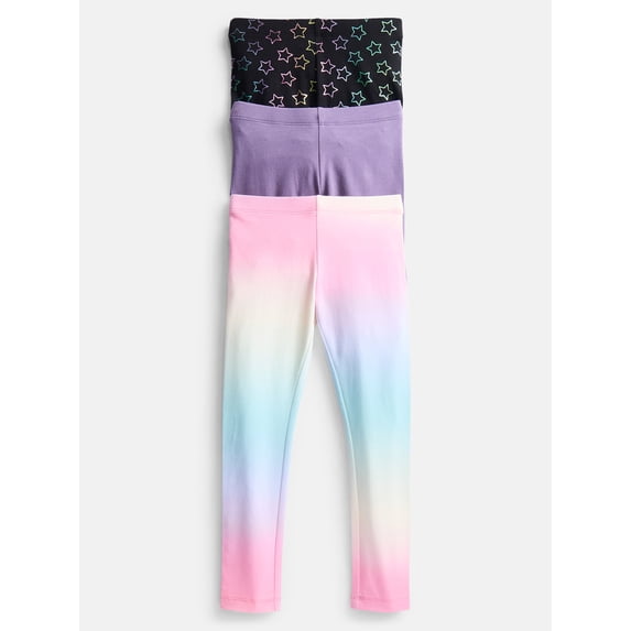 Wonder Nation Girls Kid Tough Leggings, 3 Pack, Sizes 4-18 & Plus