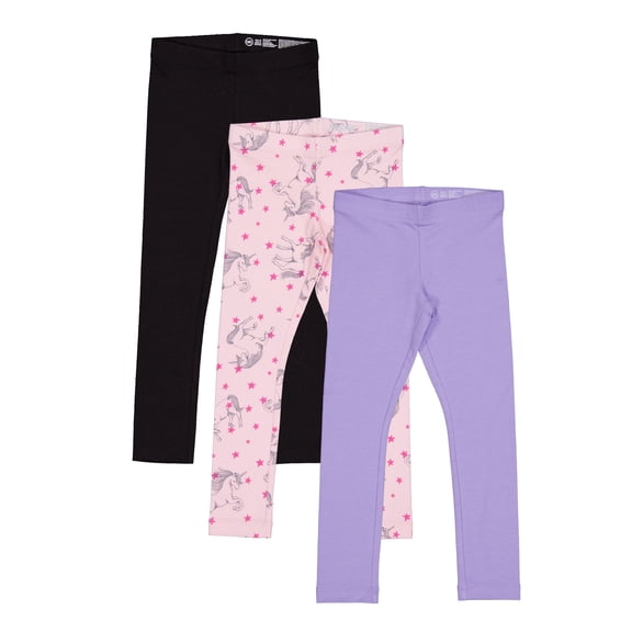 Wonder Nation Girls Kid Tough Leggings, 3-Pack, Sizes 4-18 & Plus