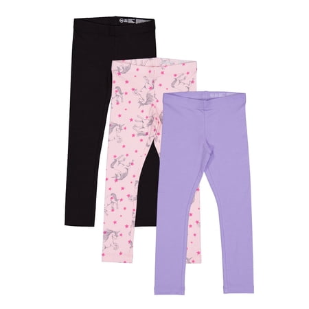 Wonder Nation Girls Kid Tough Leggings, 3 Pack, Sizes 4-18 & Plus