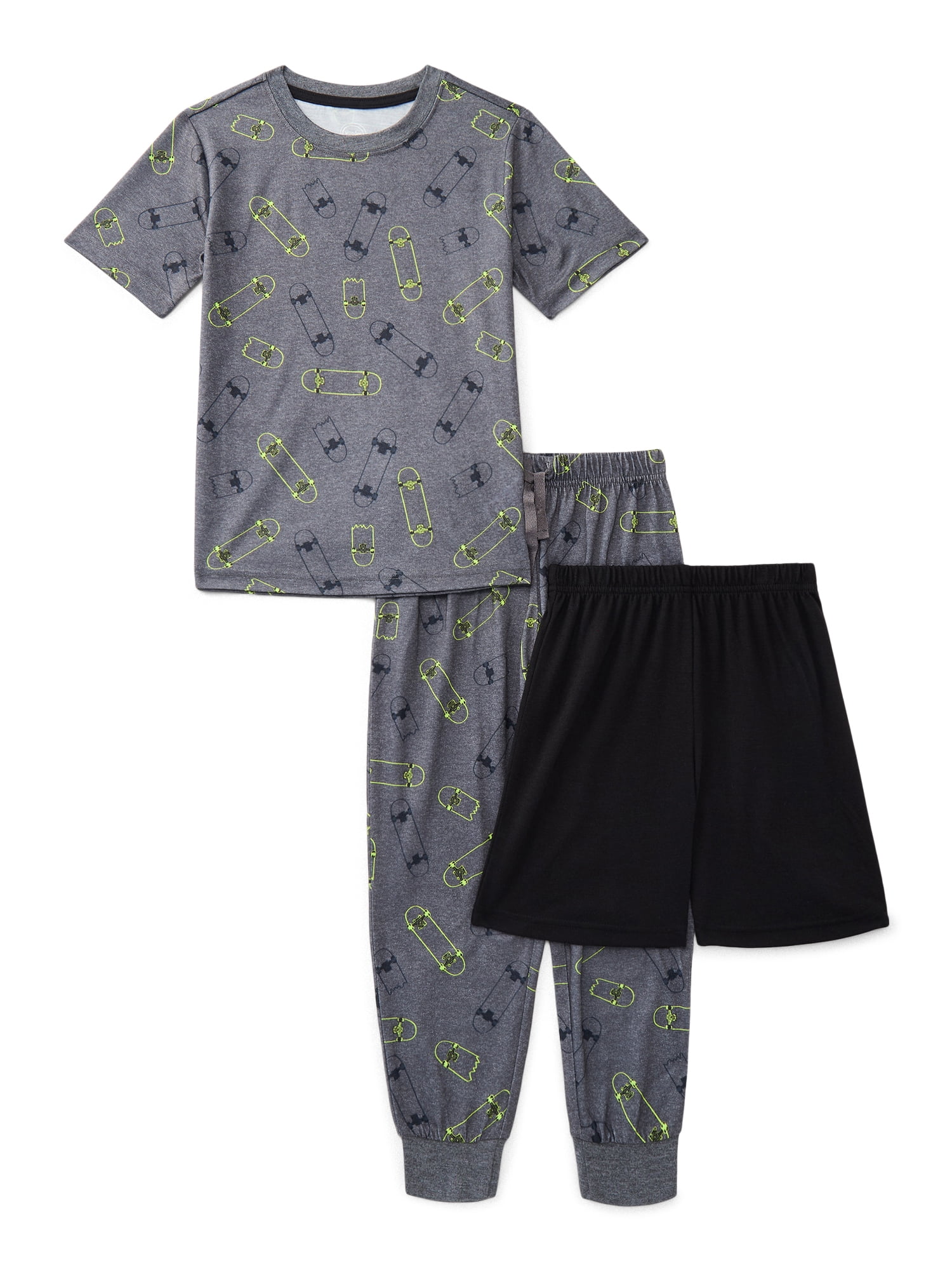 Wonder Nation Boys Tee, Shorts and Joggers Pajama Set, 3-Piece, Sizes 4-18
