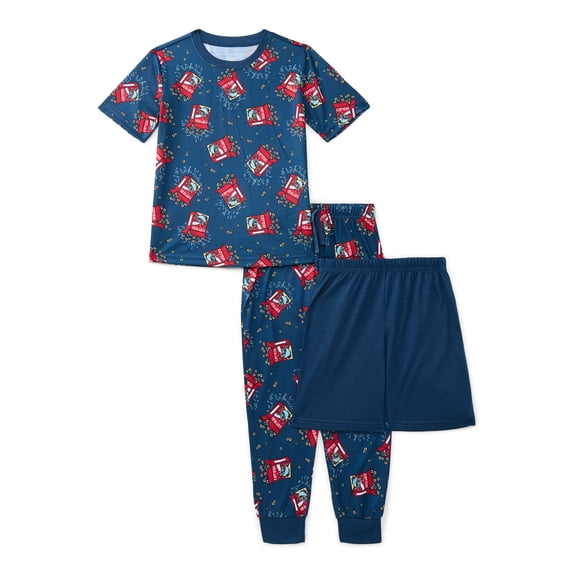 Wonder Nation Boys Tee, Shorts and Joggers Pajama Set, 3-Piece, Sizes 4-18