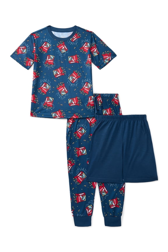 Boys Tee, Shorts and Joggers Pajama Set, 3-Piece, Sizes 4-18