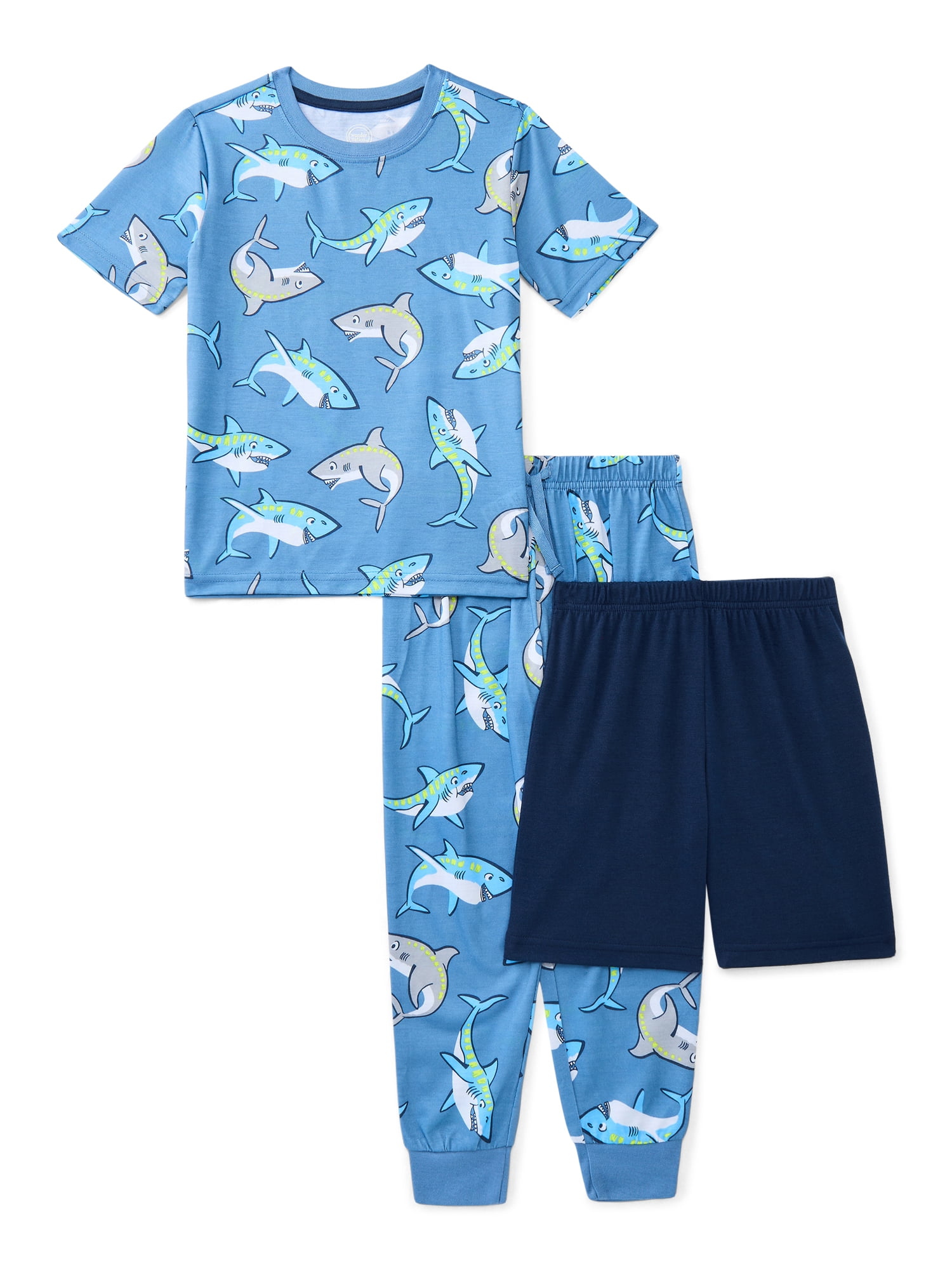 Wonder Nation Boys Tee, Shorts and Joggers Pajama Set, 3-Piece, Sizes 4-18