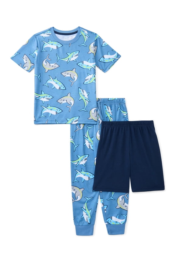 Boys Tee, Shorts and Joggers Pajama Set, 3-Piece, Sizes 4-18