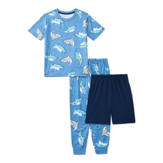 Wonder Nation Boys Tee, Shorts and Joggers Pajama Set, 3-Piece, Sizes 4-18