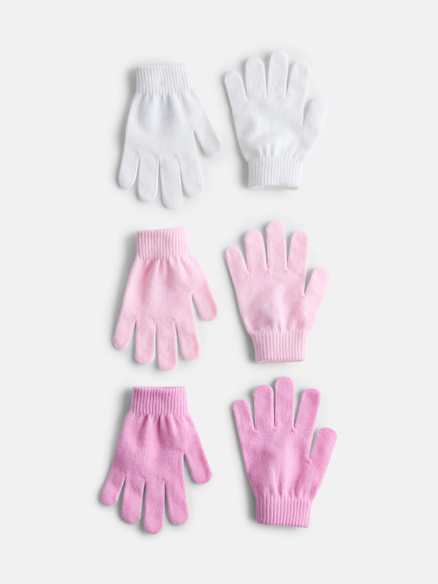 Wonder Nation Girls Knit Gloves, 3 Pack