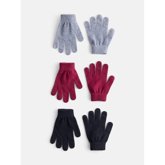 Wonder Nation Boys Knit Gloves, 3 Pack