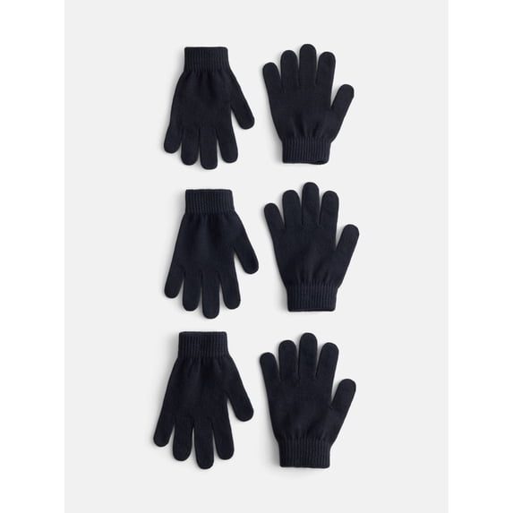 Wonder Nation Boys Knit Gloves, 3 Pack