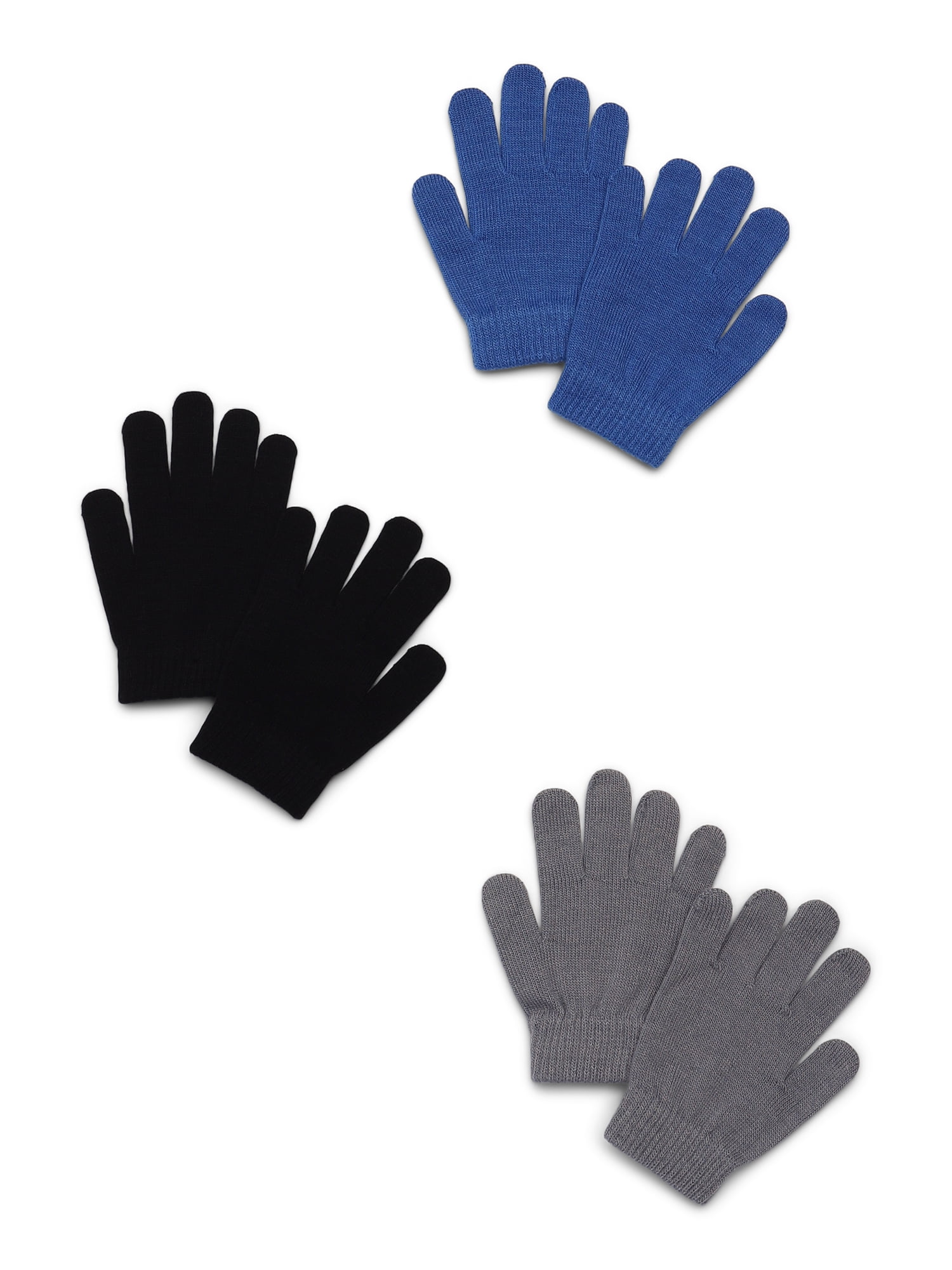 Wonder Nation Boys Ribbed Gloves, 3-Pack, Sizes 4-16 Years