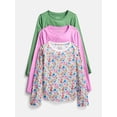 thumbnail image 1 of Wonder Nation Girls Kid Tough Tee with Long Sleeves, 3 Pack, Sizes 4-18 & Plus, 1 of 4