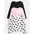 thumbnail image 1 of Wonder Nation Girls Kid Tough Tee with Long Sleeves, 3 Pack, Sizes 4-18 & Plus, 1 of 4