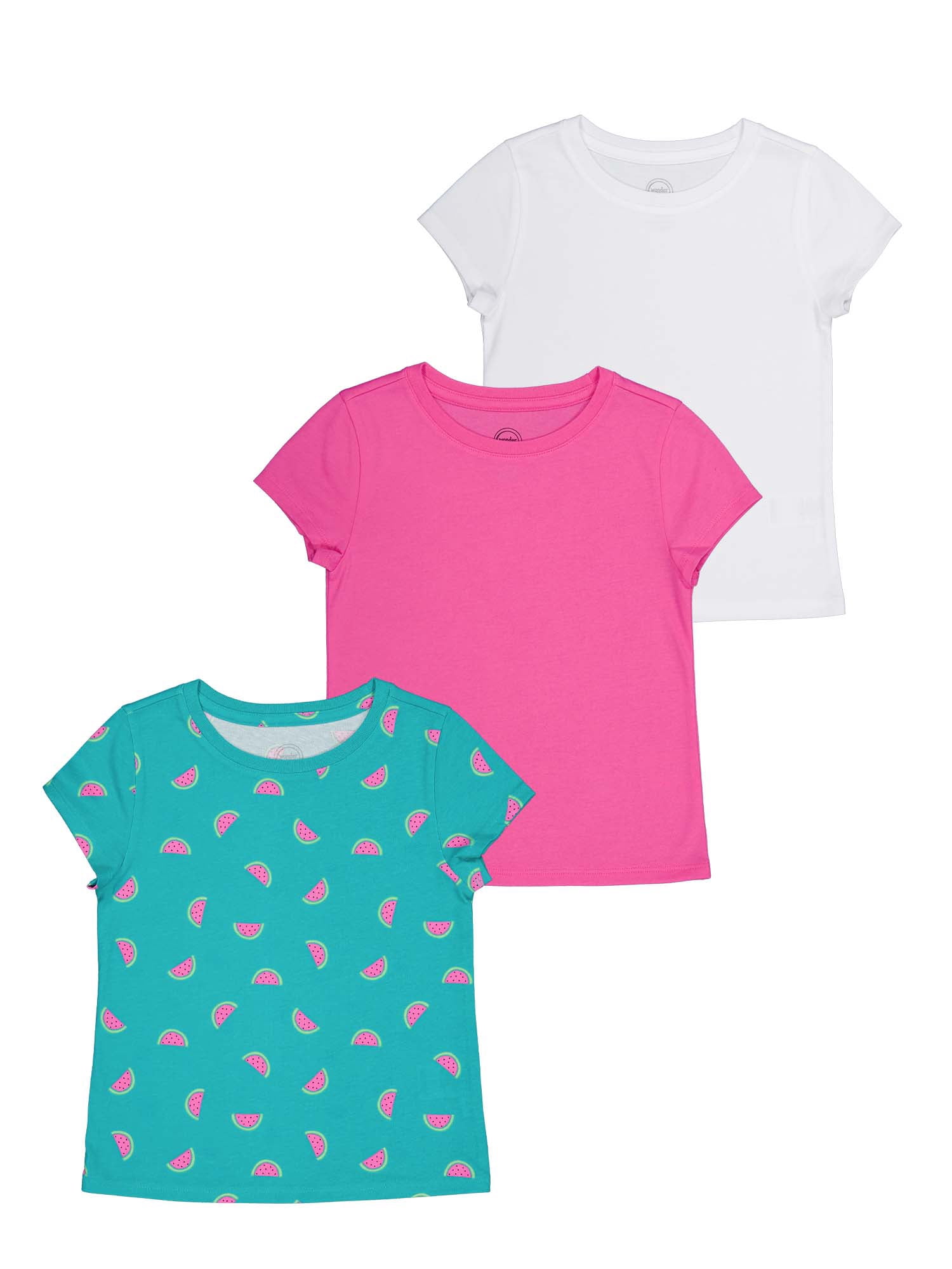 Wonder Nation Girls Kid Tough Tee with Short Sleeves, Sizes 4-18 & Plus