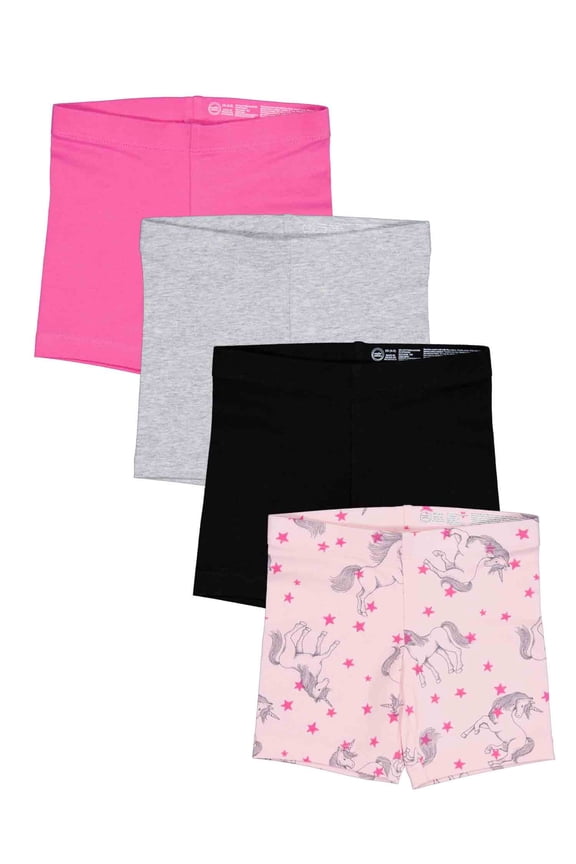 Girls Bike Short, 4-Pack, Sizes 4-18 & Plus