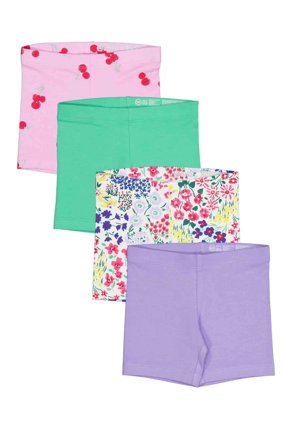 Girls Bike Short, 4-Pack, Sizes 4-18 & Plus